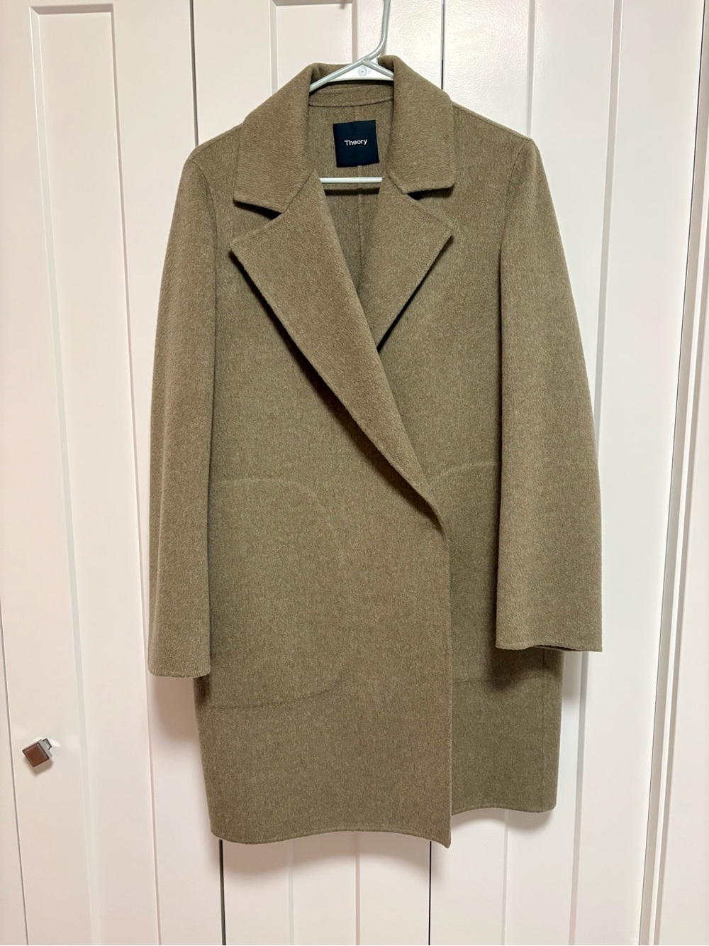 Theory Wool Cashmere Coat Grey Green